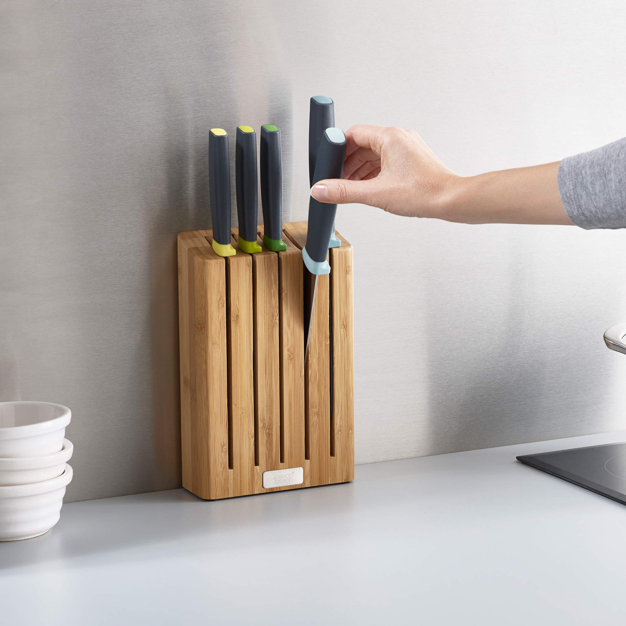 joseph-joseph-elevate-lot-de-5-couteaux-de-cuisine-avec-bloc-en-bambou-acier-jap image 4