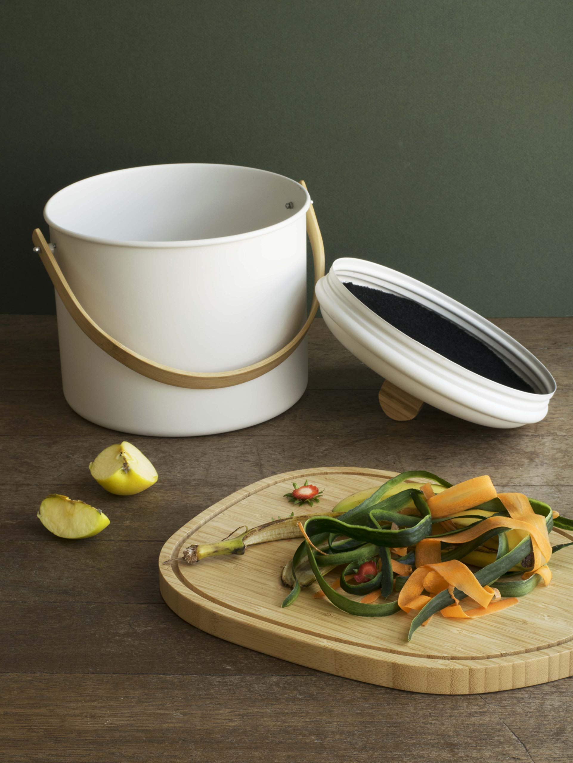 pebbly-seau-compost-d-int-rieur-en-m-tal-7-l-avec-anse-bambou-et-filtre-charbon- image 7