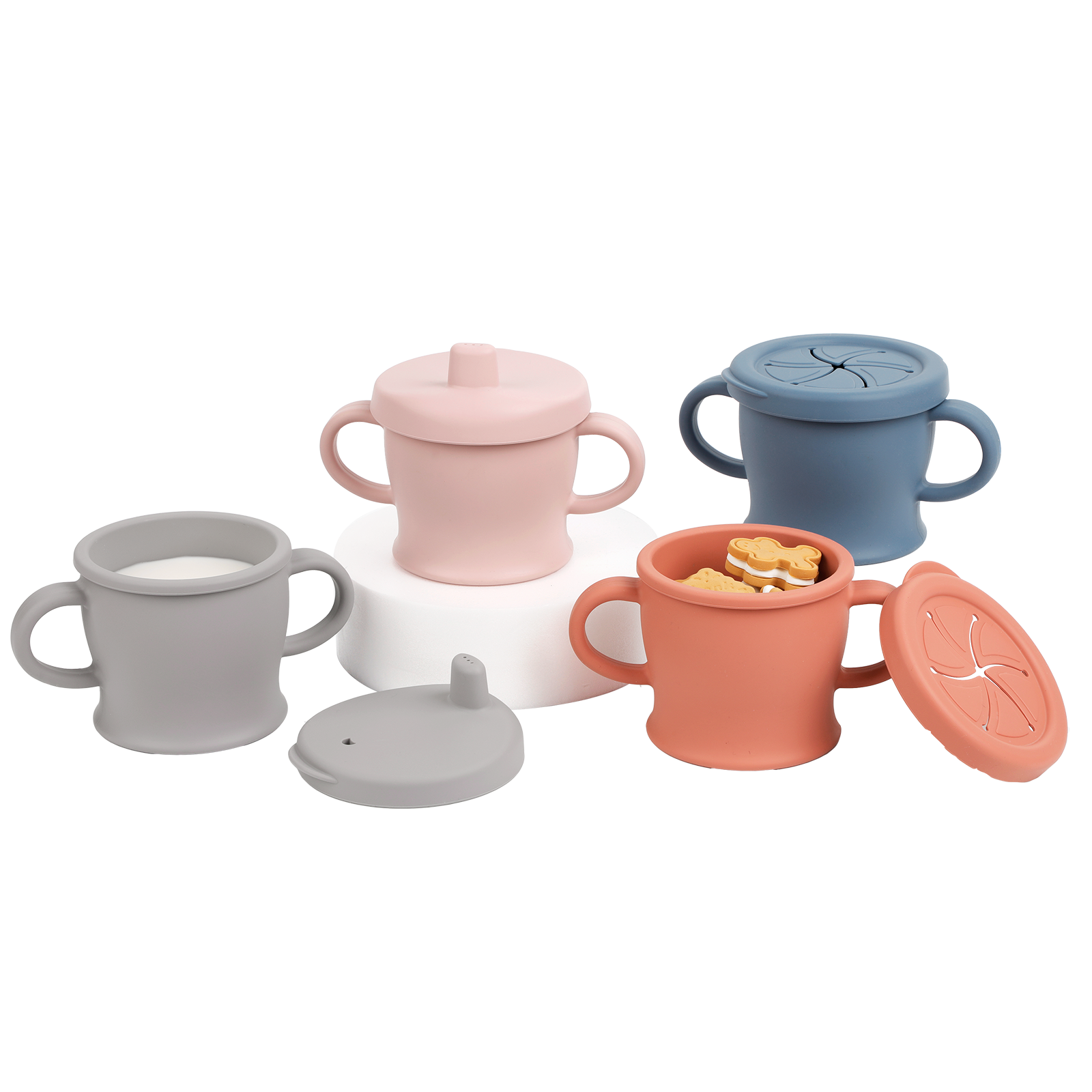gobelet-en-silicone-haakaa-sip-n-snack-avec-deux-couvercles-interchangeables image 1