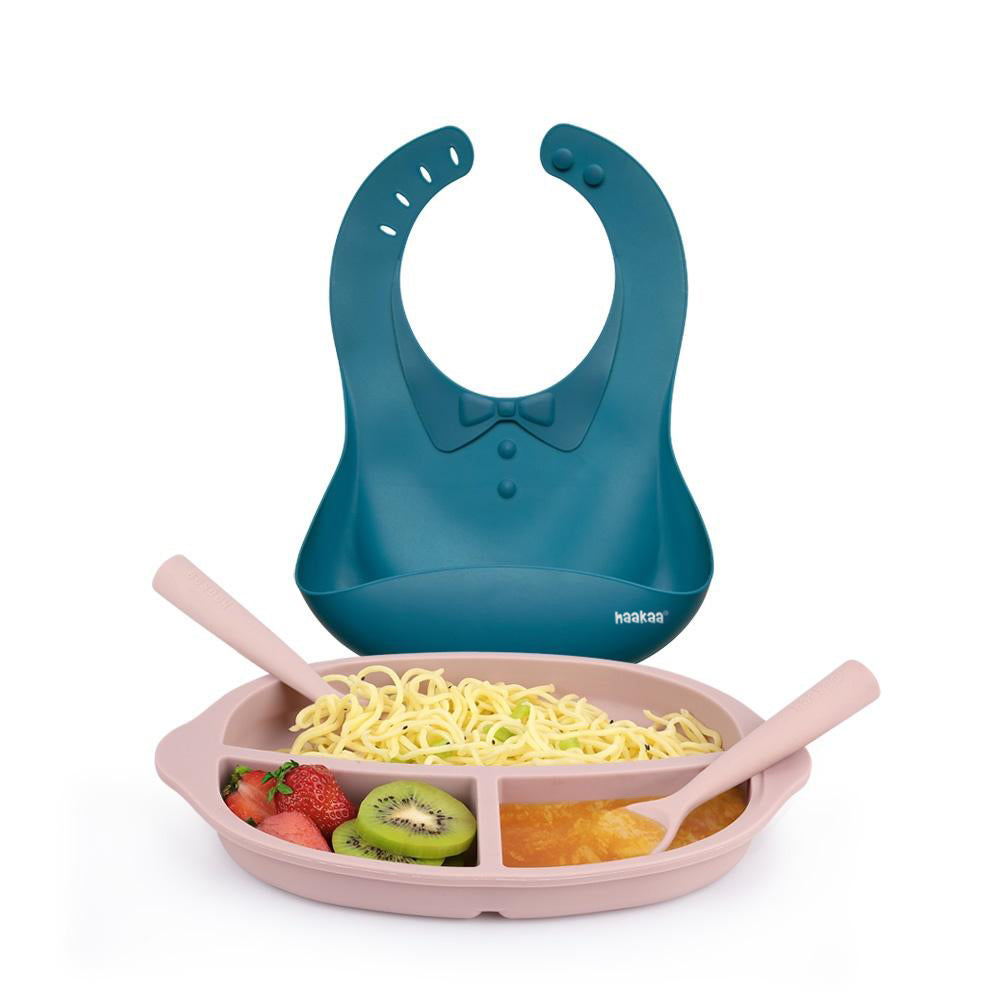 set-de-repas-en-silicone-haakaa-pour-enfants-bavoir-assiette-cuill-re-et-fourche image 5