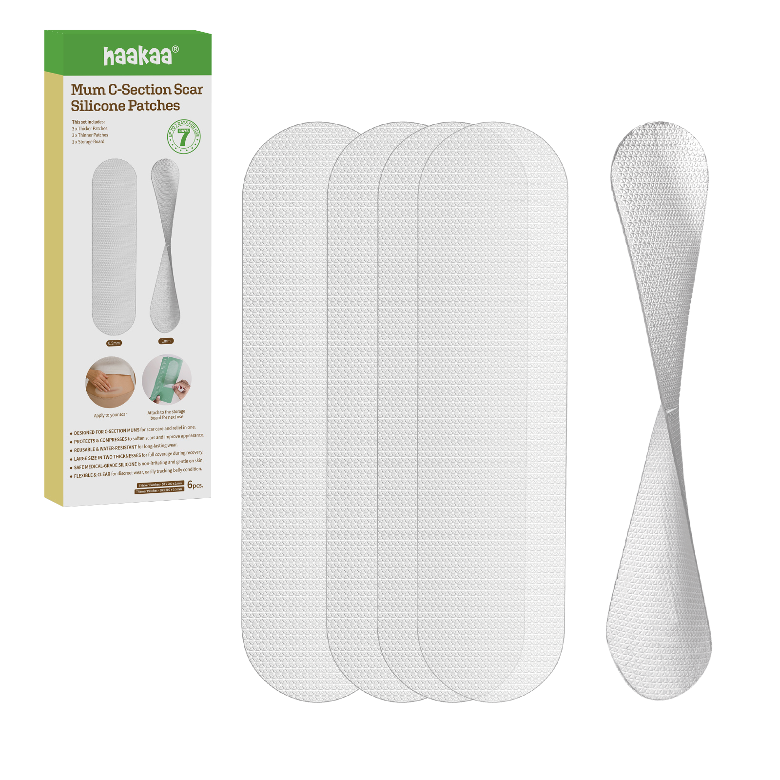 patchs-en-silicone-pour-cicatrice-de-c-sarienne-haakaa-mum-6-pi-ces-3x0-5mm-3x1m image 1