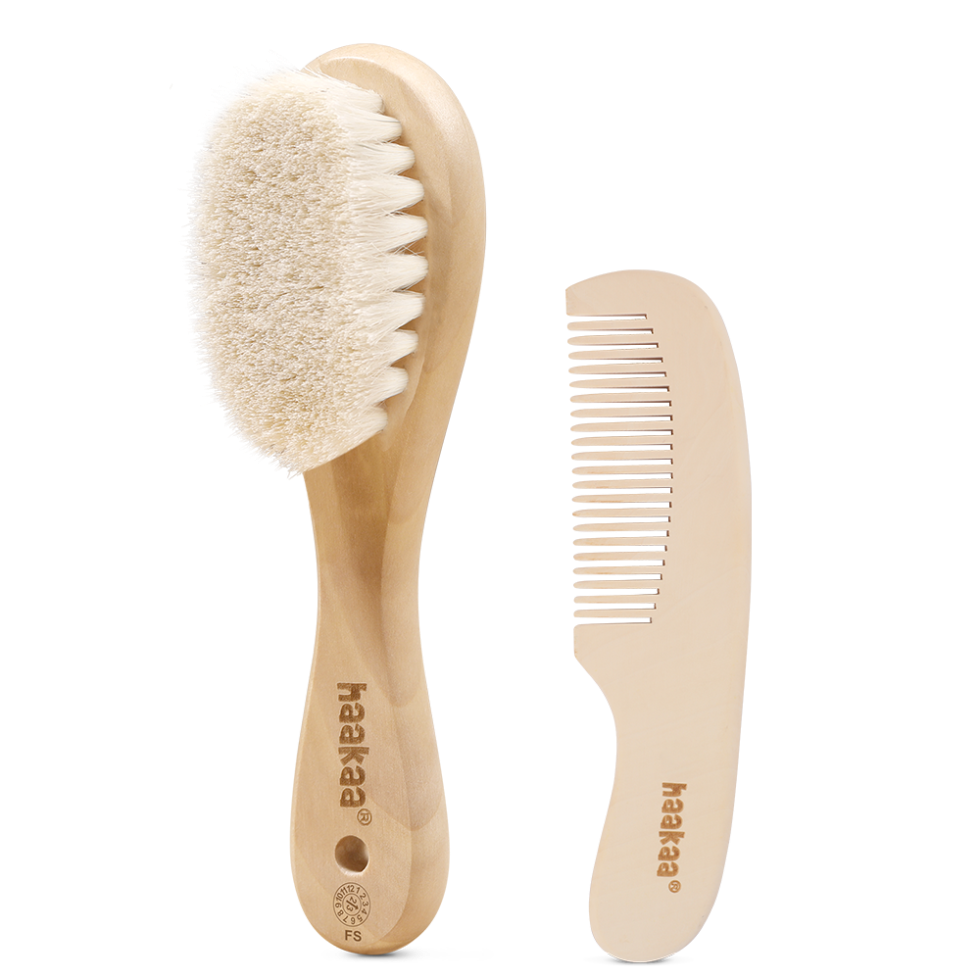 brosse-pour-b-b-en-laine-de-mouton-haakaa image 1