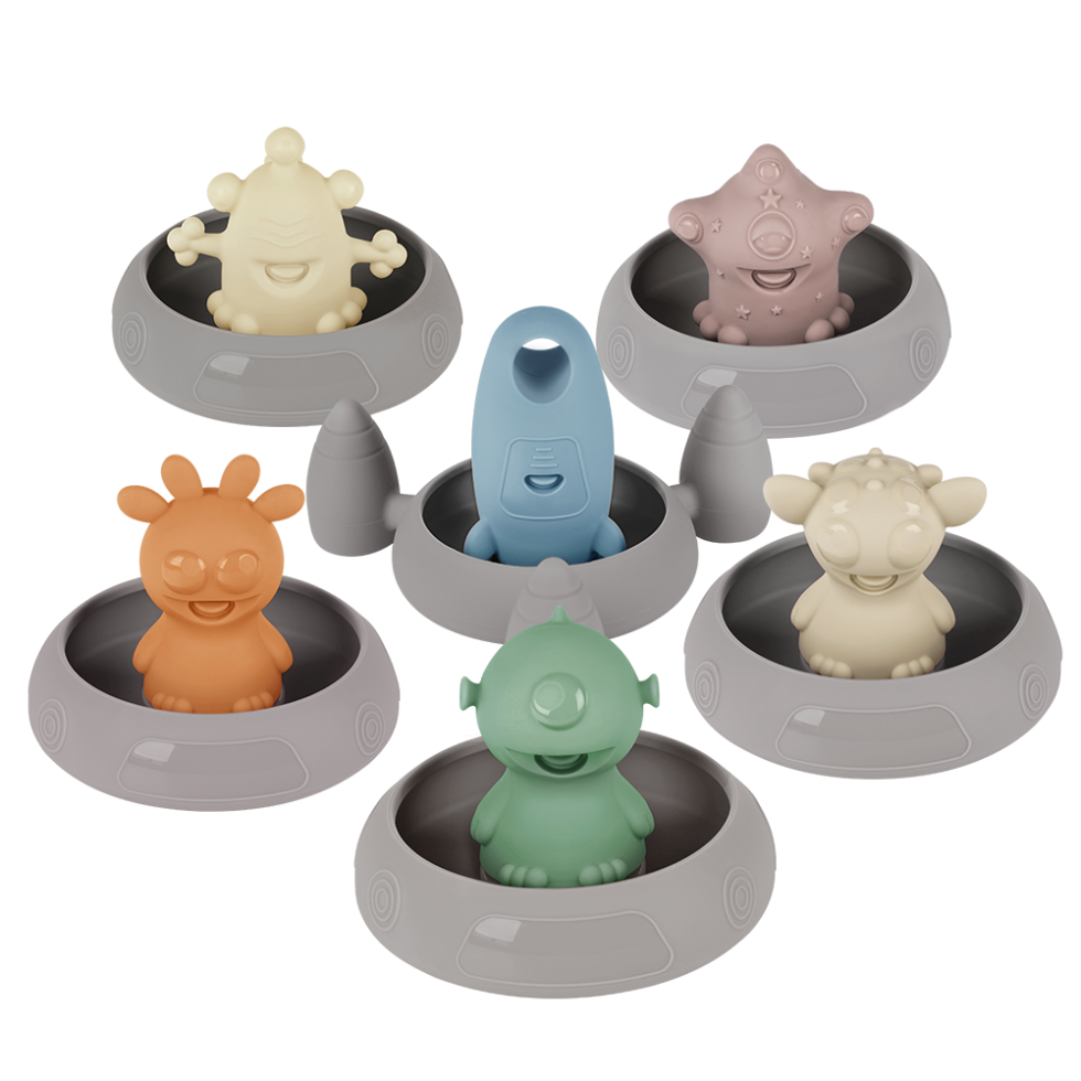 jouets-de-bain-alien-explorers-en-silicone-haakaa-5-pi-ces-vaisseau image 1