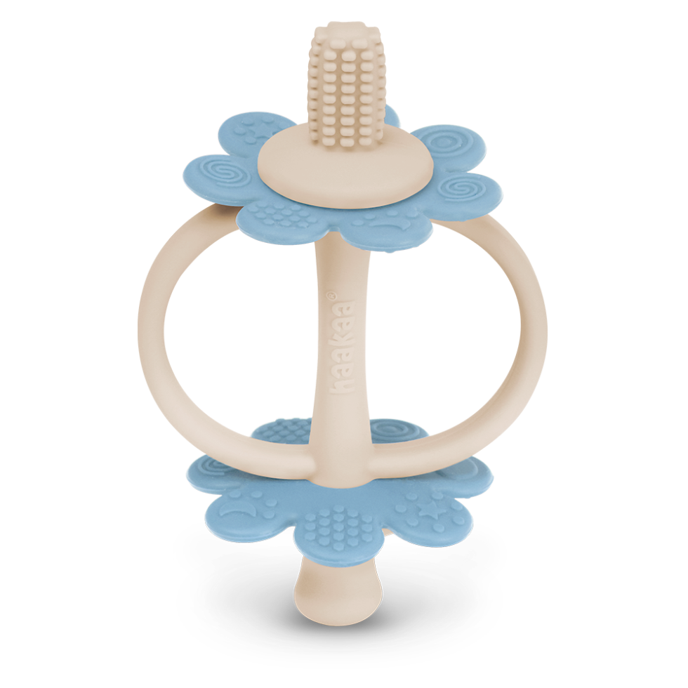 anneau-de-dentition-en-silicone-haakaa-fleur-double-avec-brosses image 1