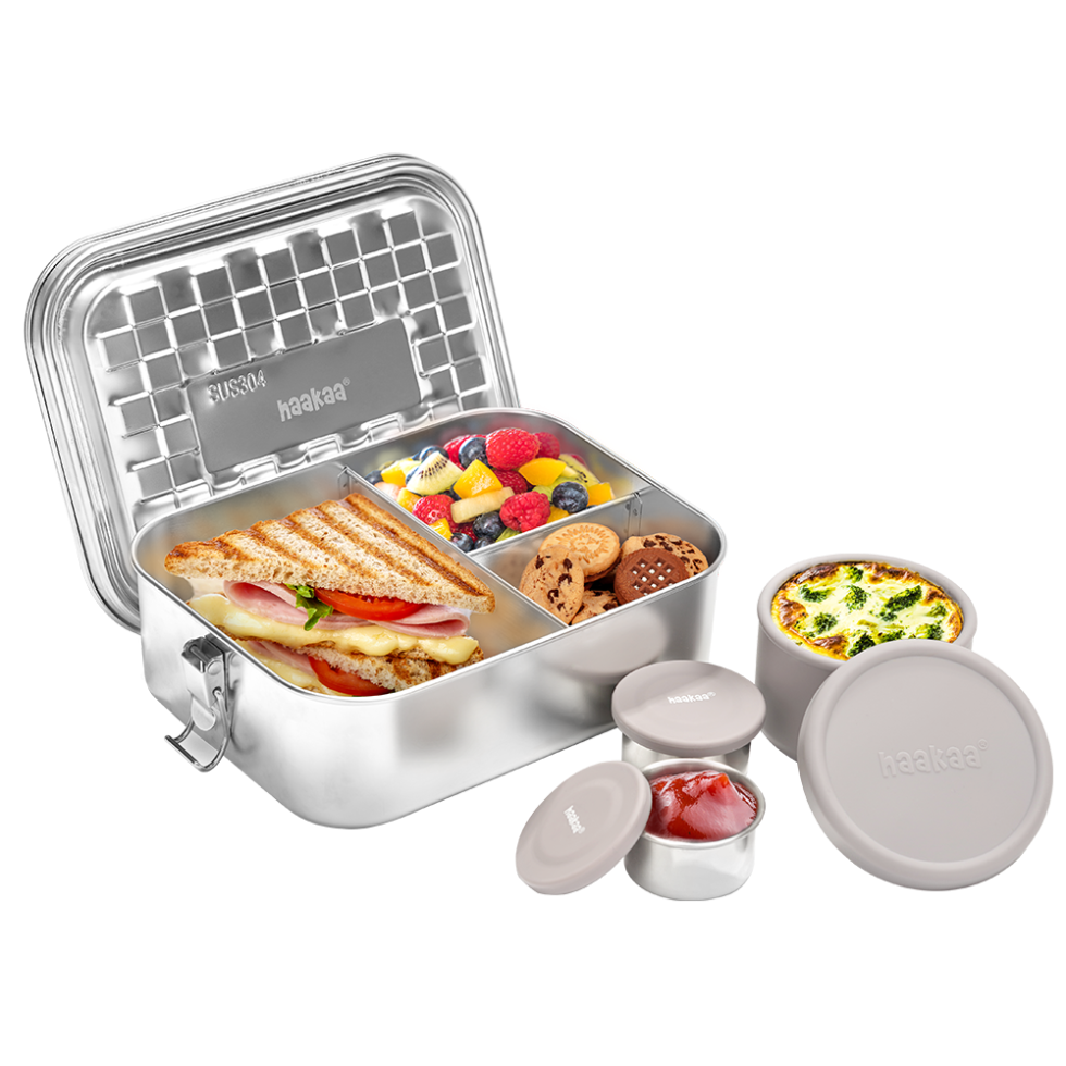 lunchbox-en-acier-inoxydable-haakaa-avec-bo-tes-snacks image 1